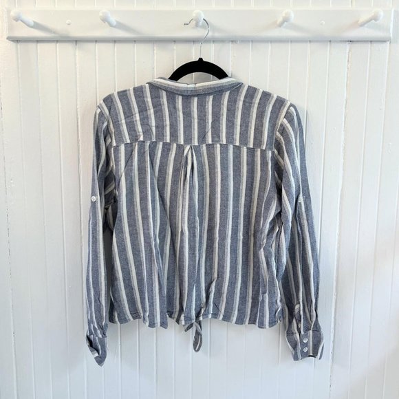 Cloth and Stone Striped Tie Waist Knot Button Down Shirt - Picture 2 of 3